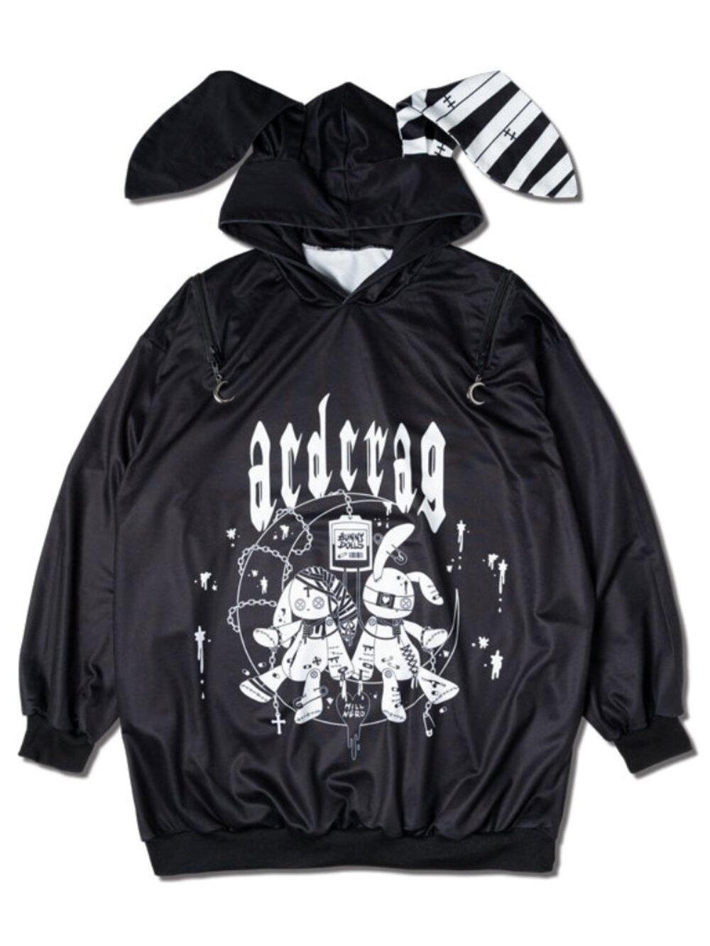 NEW ACDC RAG Mill & Nero Moon Bunny Black White Oversized Hoodie